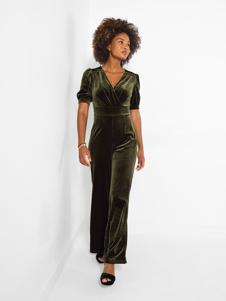 Joe Browns Green Velour Straight leg Jumpsuit - Image 2 of 5 Joe Browns Green Velour Straight leg Jumpsuit - Image 2 of 5
