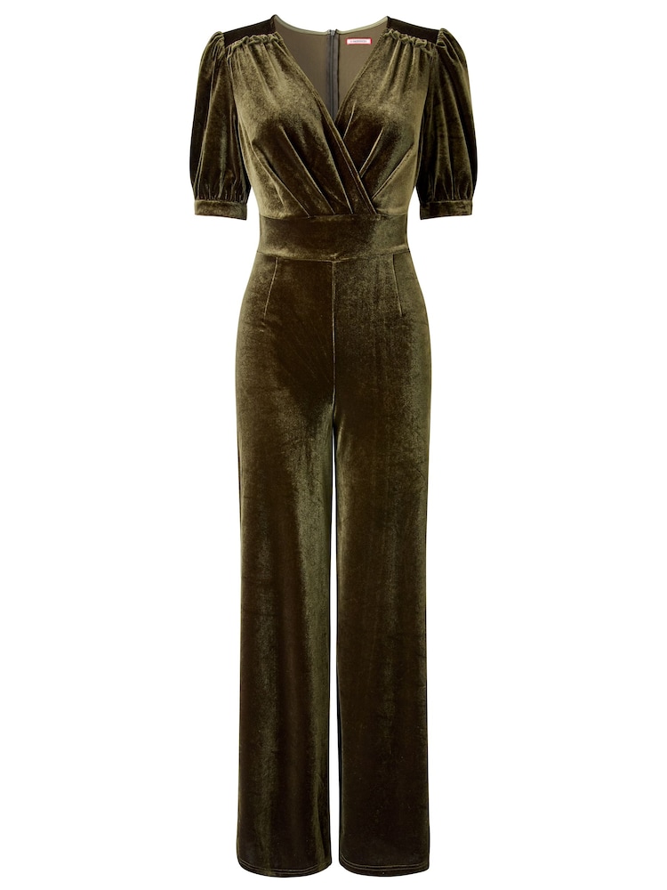 Joe Browns Green Velour Straight leg Jumpsuit - Image 5 of 5 Joe Browns Green Velour Straight leg Jumpsuit - Image 5 of 5
