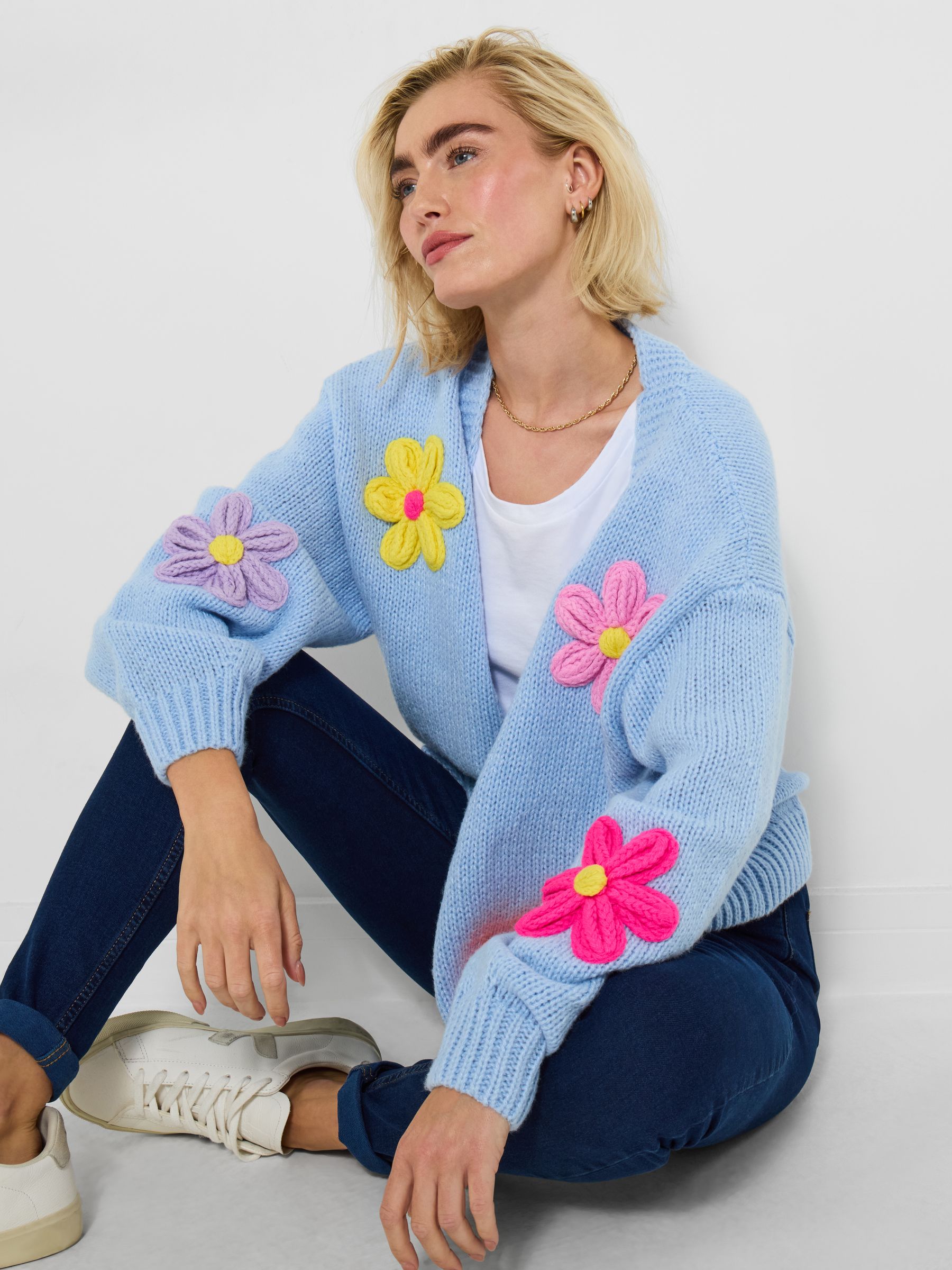 Buy Joe Browns Blue V-Neck Button Through Floral Cardigan from