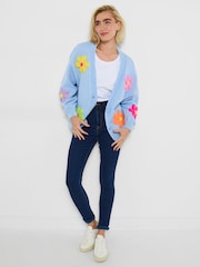 Joe Browns Blue V-Neck Button Through Floral Cardigan - Image 3 of 5