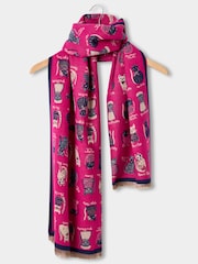 Joe Browns Pink Cat Print Scarf - Image 1 of 5