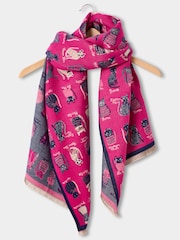 Joe Browns Pink Cat Print Scarf - Image 2 of 5