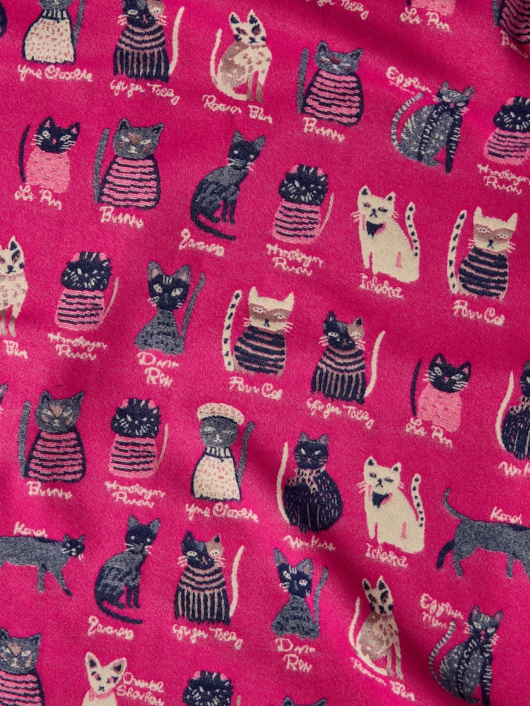 Joe Browns Pink Cat Print Scarf - Image 5 of 5 Joe Browns Pink Cat Print Scarf - Image 5 of 5