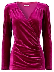 Joe Browns Pink Mock Wrap Velour Blouse - Image 5 of 5