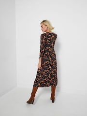 Joe Browns Black Petite Festive Robin Print Dress - Image 4 of 6