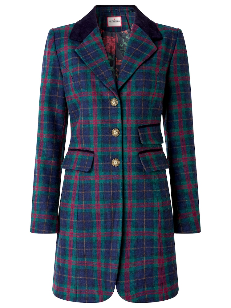 Joe Browns Blue Longline Check Jacket - Image 7 of 7 Joe Browns Blue Longline Check Jacket - Image 7 of 7