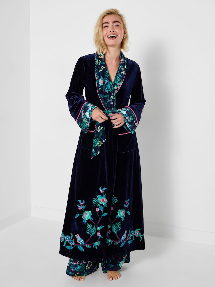 Joe Browns Blue Floral Print Boutique Dressing Grown - Image 2 of 8 Joe Browns Blue Floral Print Boutique Dressing Grown - Image 2 of 8