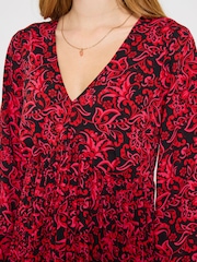 Joe Browns Red Foral Print Pleated Tunic Top - Image 2 of 6
