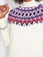 Joe Browns Cream Oversized Fairisle Pattern Knitted Dress - Image 4 of 7
