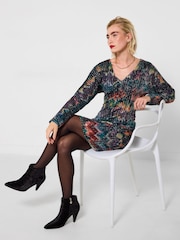 Joe Browns Purple V-Neck Sequin Mini Dress - Image 3 of 7