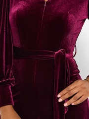 Joe Browns Red Wide Leg Velour Zip Through Jumpsuit - Image 2 of 5