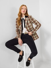 Joe Browns Cream Velour Collar And Trim Check Jacket - Image 3 of 7