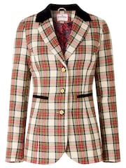 Joe Browns Cream Velour Collar And Trim Check Jacket - Image 7 of 7