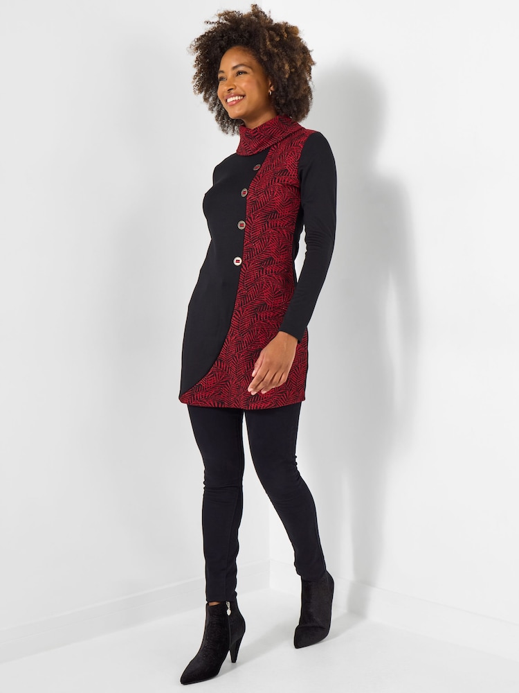 Joe Browns Black Cowl Neck Jacquard Tunic Blouse - Image 1 of 5 Joe Browns Black Cowl Neck Jacquard Tunic Blouse - Image 1 of 5