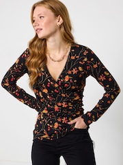 Joe Browns Robin Print Jersey Wrap Blouse - Imagen 1 de 6