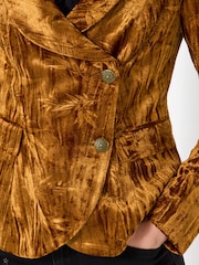 Joe Browns Gold Velour Leaf Print Jacket - Image 5 of 7