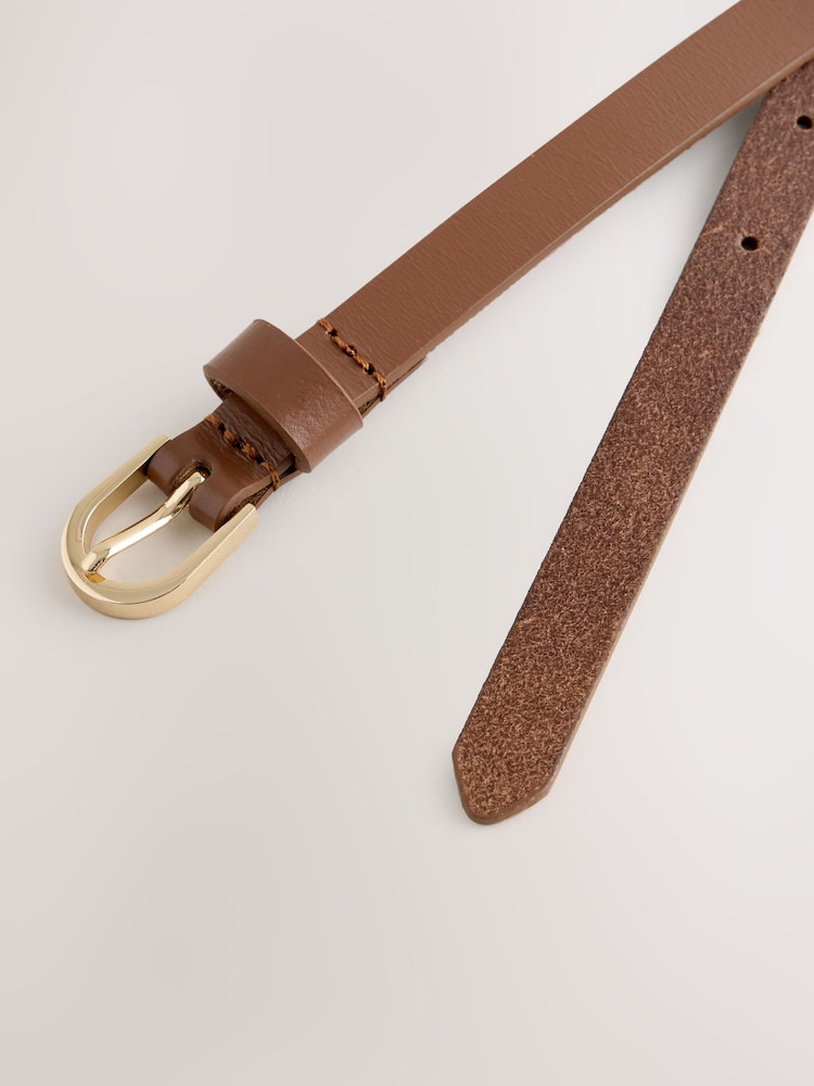 タン ブラウン - スキニーレザーベルト - 画像 2 / 3