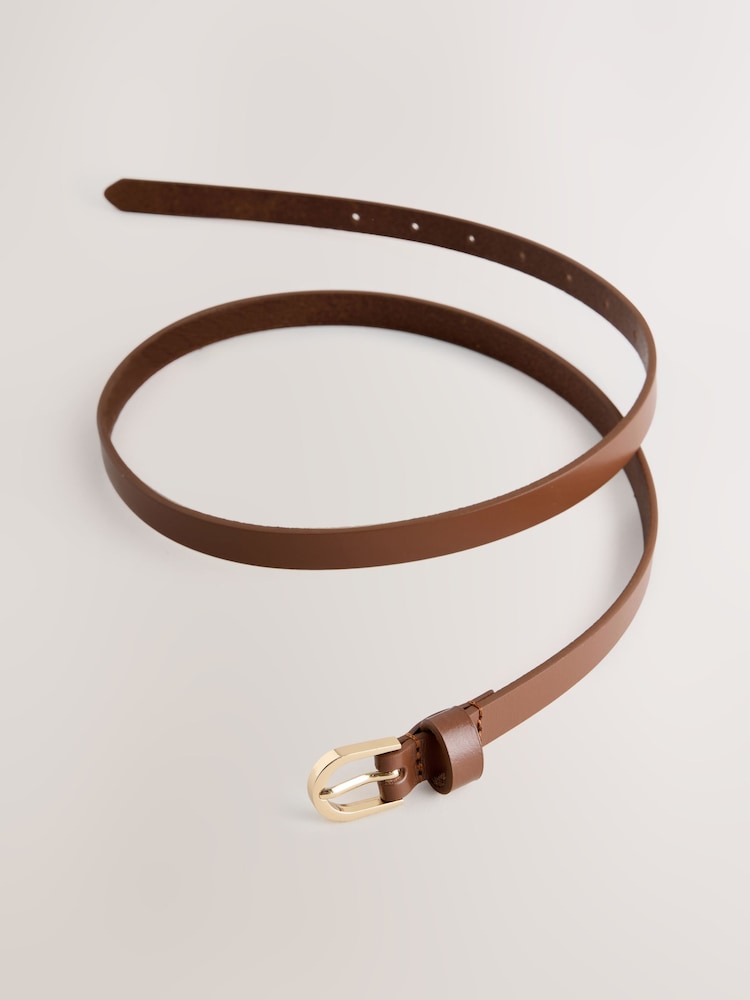 タン ブラウン - スキニーレザーベルト - 画像 3 / 3