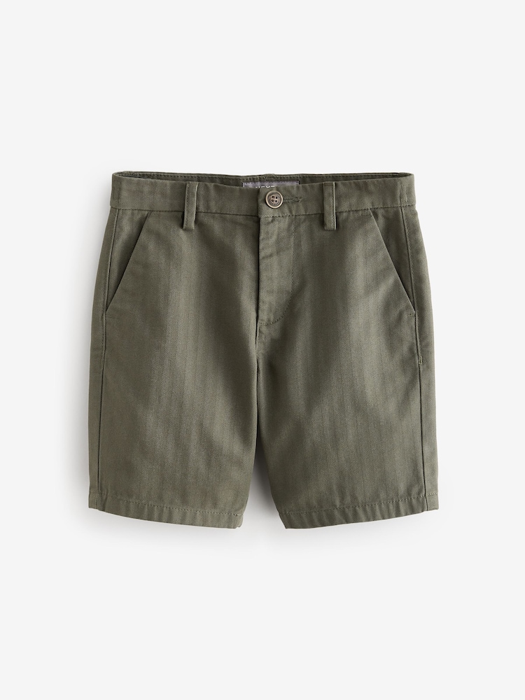 Khaki Green Textured Chino Shorts - Image 1 of 1