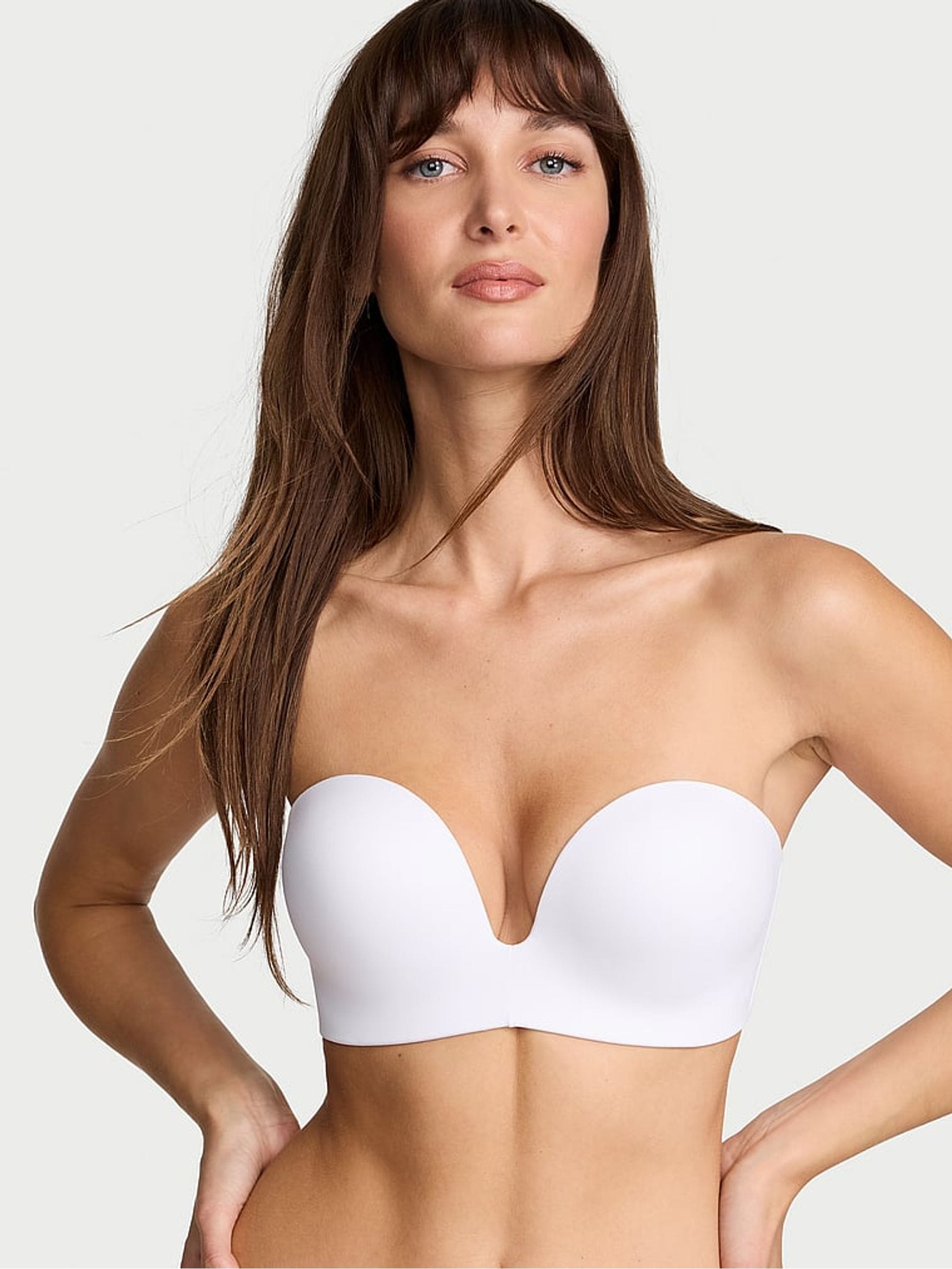 Victoria's Secret White Add 2 Cups Push Up Bombshell Strapless Bra