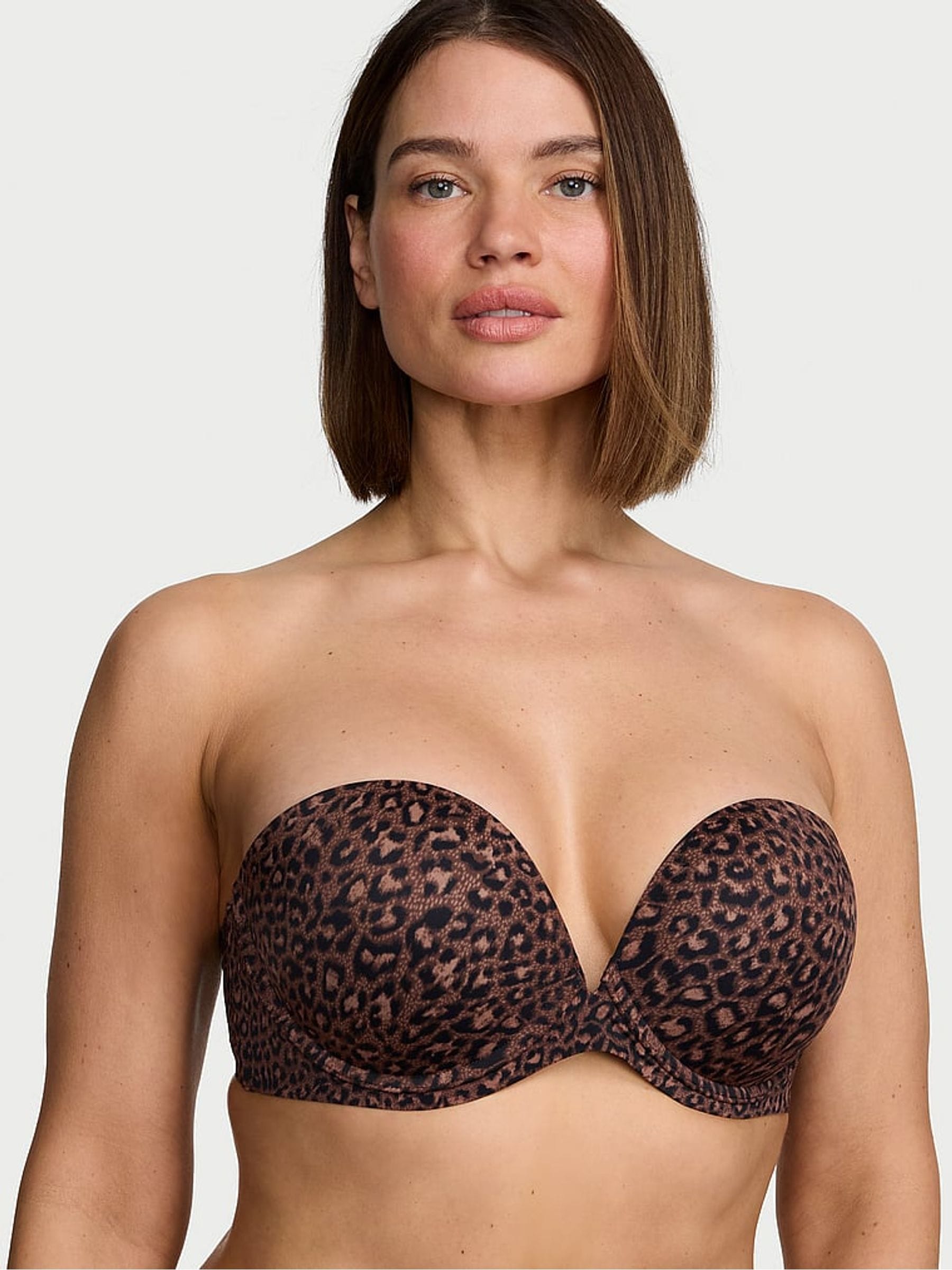 Victoria's Secret Leopard Brown Strapless Multiway Push Up Bra