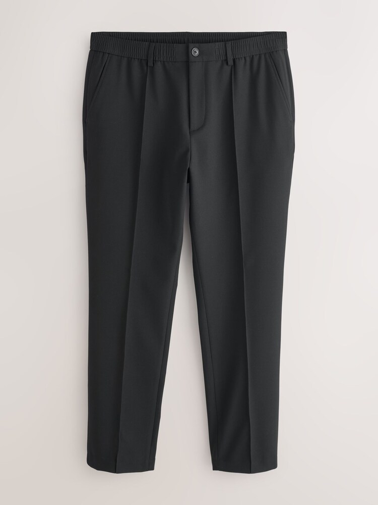 Black Smart Motionflex Trousers with Elasticated Waist - Image 1 of 5