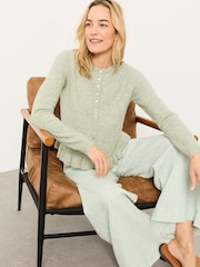 FatFace Fearne Green Frill Knitted Cardigan - Image 1 of 6