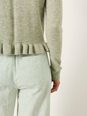 FatFace Fearne Green Frill Knitted Cardigan - Image 3 of 6