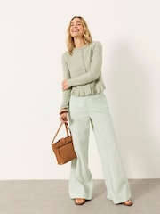 FatFace Fearne Green Frill Knitted Cardigan - Image 4 of 6