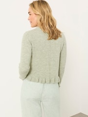 FatFace Fearne Green Frill Knitted Cardigan - Image 5 of 6