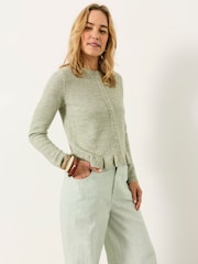 FatFace Fearne Green Frill Knitted Cardigan - Image 6 of 6