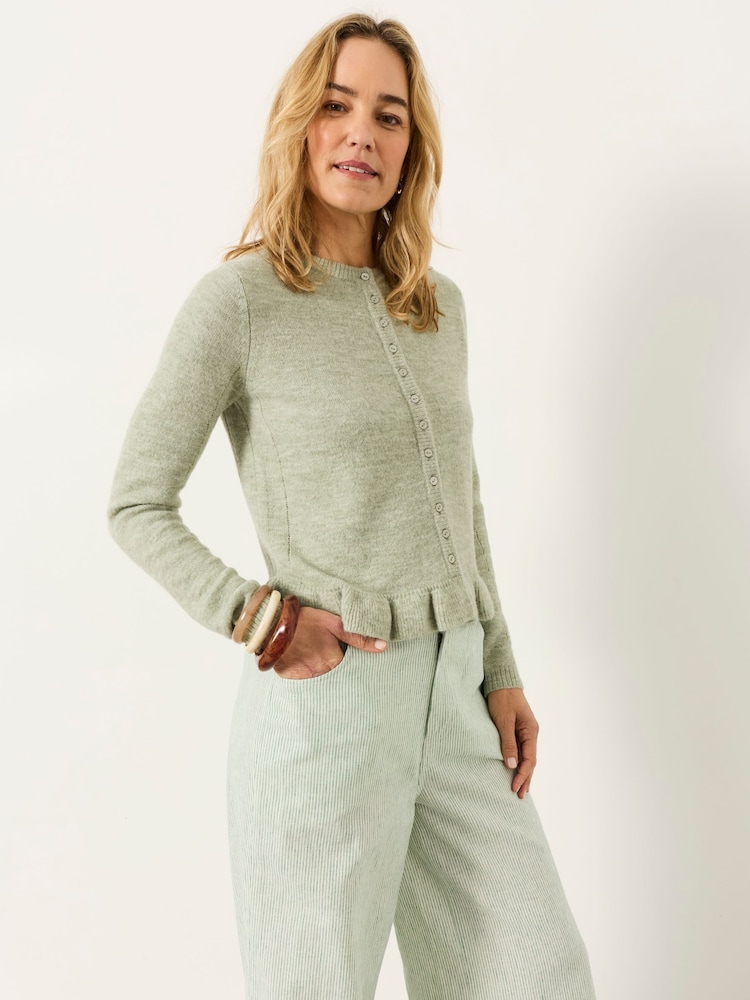 FatFace Fearne Green Frill Knitted Cardigan - Image 6 of 6