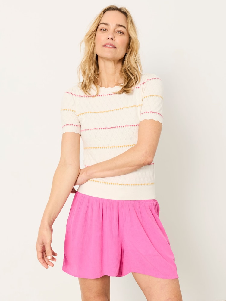 FatFace Fleur Ivory Stripe Knitted T-Shirt - Image 2 of 5 FatFace Fleur Ivory Stripe Knitted T-Shirt - Image 2 of 5