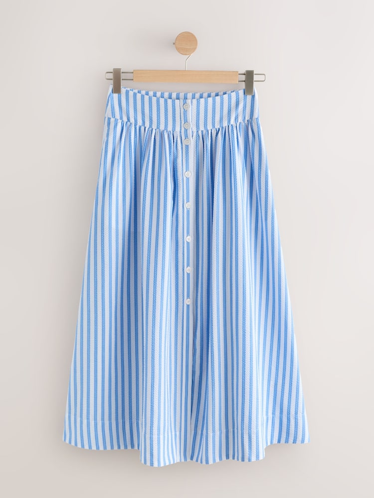 Blue/White Stripe Button Down Maxi Skirt - Image 1 of 3
