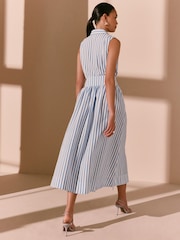 Blue/White Stripe Button Down Maxi Skirt - Image 4 of 8