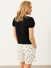 FatFace Black Poppy Knitted Pointelle Top - Image 3 of 5