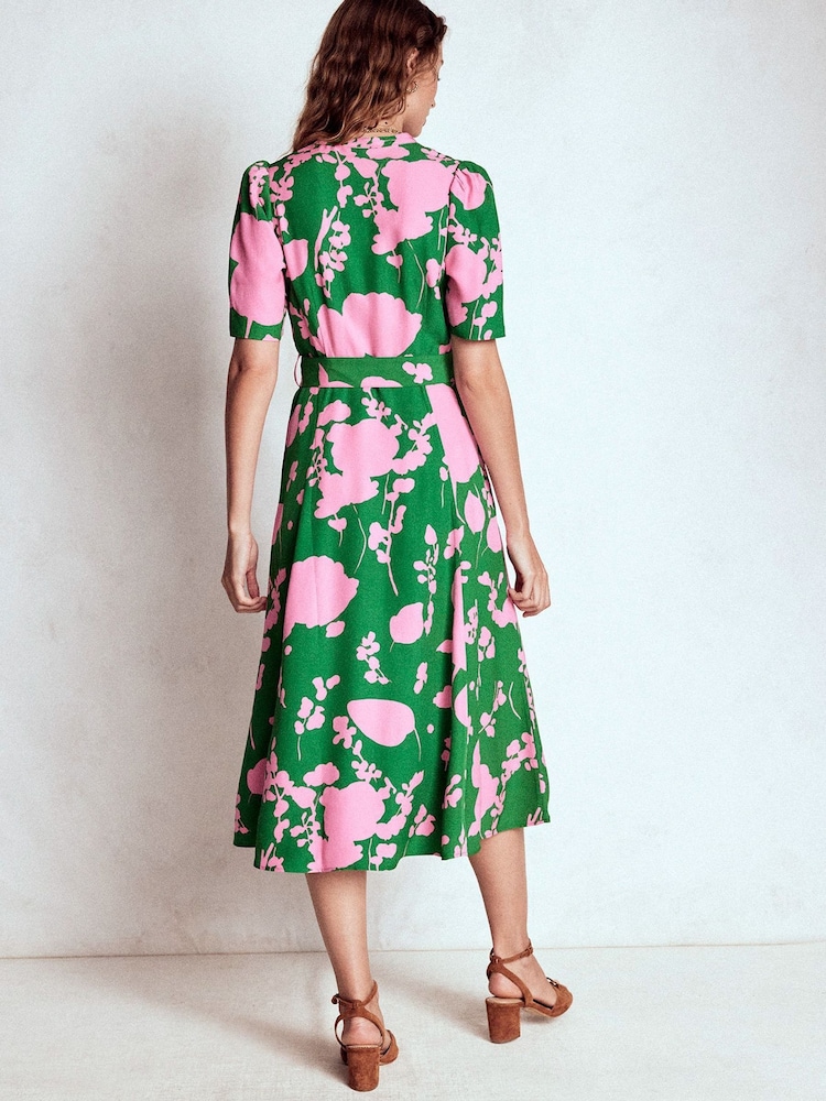 Buy Boden Green Kate Puff Sleeve Belted Dress from the Next UK online shop