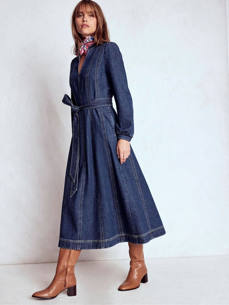 boden virginie denim dress Boden Women's Puff Sleeve Denim Dress in Blue