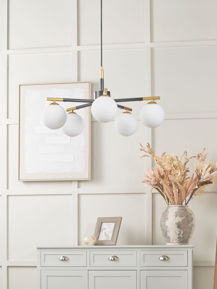 Pacific White Wanda Orb Metal 5 Light Pendant Ceiling Light - Image 1 of 6 Pacific White Wanda Orb Metal 5 Light Pendant Ceiling Light - Image 1 of 6
