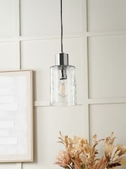 Pacific Clear Loxley Ripple Effect Glass Pendant Ceiling Light - Image 1 of 6