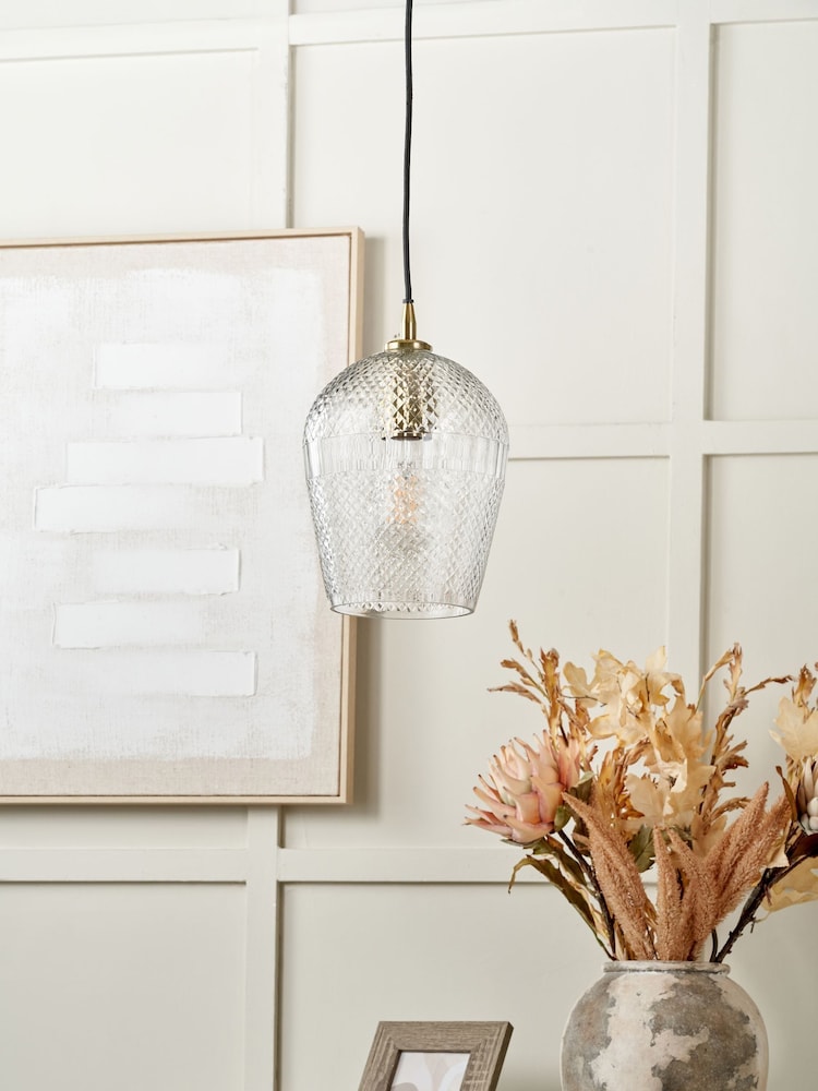 Pacific Clear Giselle Diamond Design Handcut Glass Pendant Ceiling Light - Image 1 of 6 Pacific Clear Giselle Diamond Design Handcut Glass Pendant Ceiling Light - Image 1 of 6
