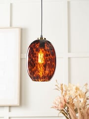 Pacific Brown Lucien Tortoiseshell Egg Glass Pendant Ceiling Light - Image 3 of 6