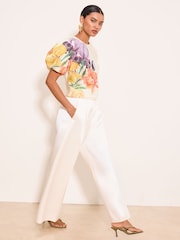 Lipsy X Mandy Sade Floral Print Puff Sleeve Top - Image 3 of 5