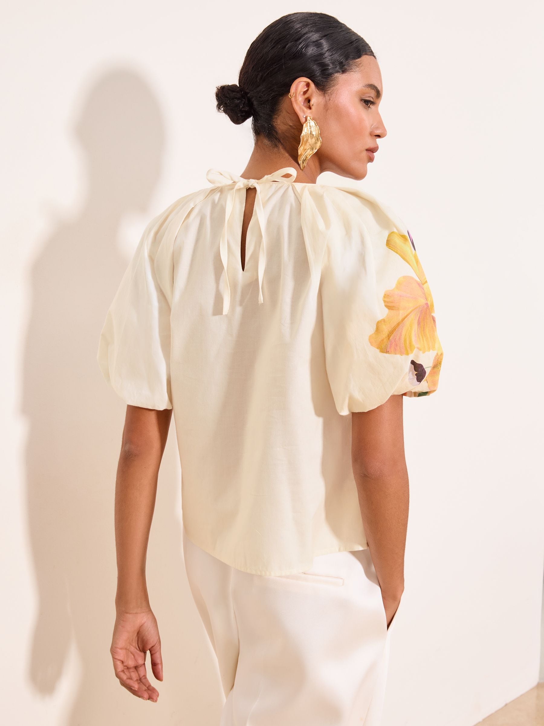 Buy Lipsy X Mandy Sade Floral Print Puff Sleeve Top from Next