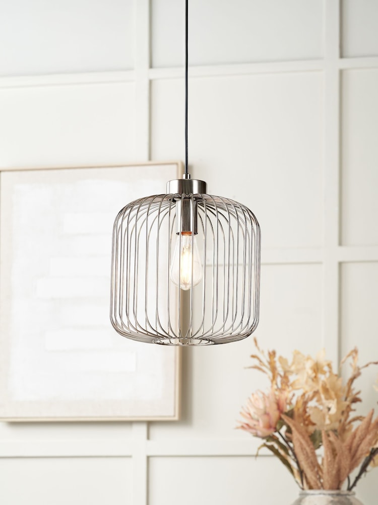 Pacific Silver Dania Metal Wire Pendant Ceiling Light - Image 2 of 6