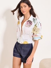 Lipsy White Artichoke Print Shirt - Image 1 of 4