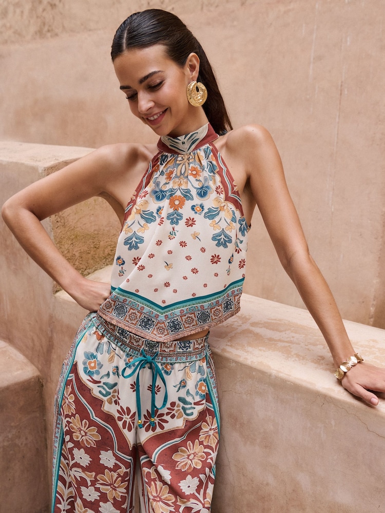 Lipsy Paisley Printed Halter Tie Top - Image 2 of 4