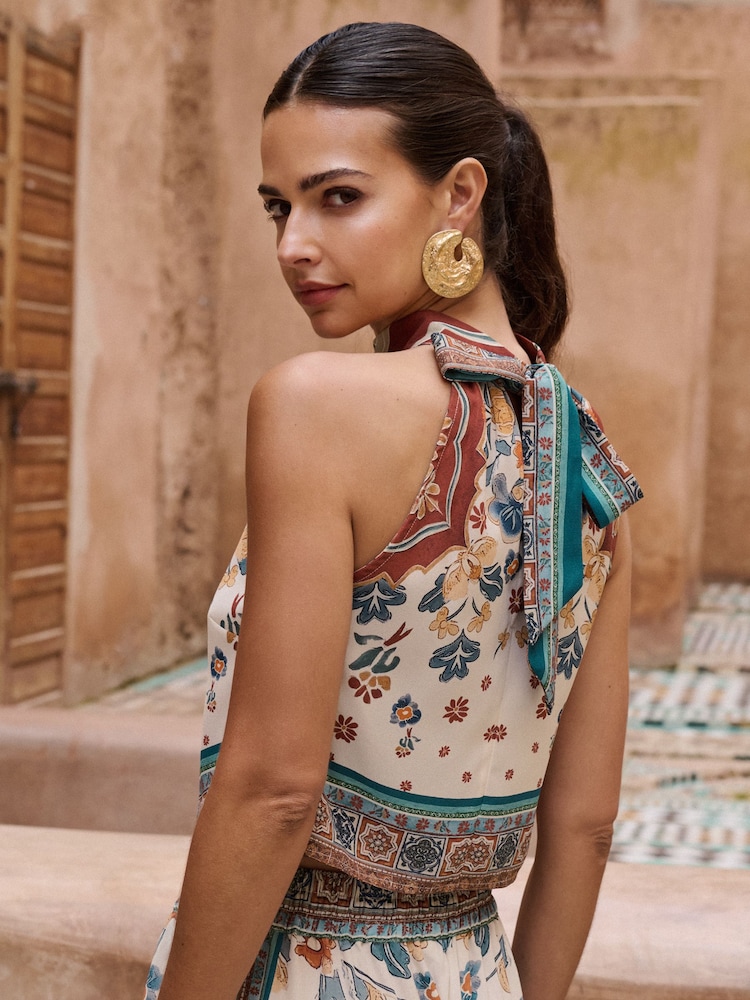 Lipsy Paisley Printed Halter Tie Top - Image 4 of 4