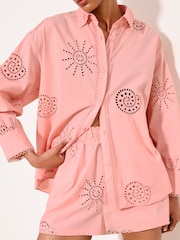 Lipsy Pink Broderie Shirt - Image 3 of 4