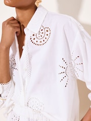 Lipsy White Broderie Shirt - Image 2 of 4